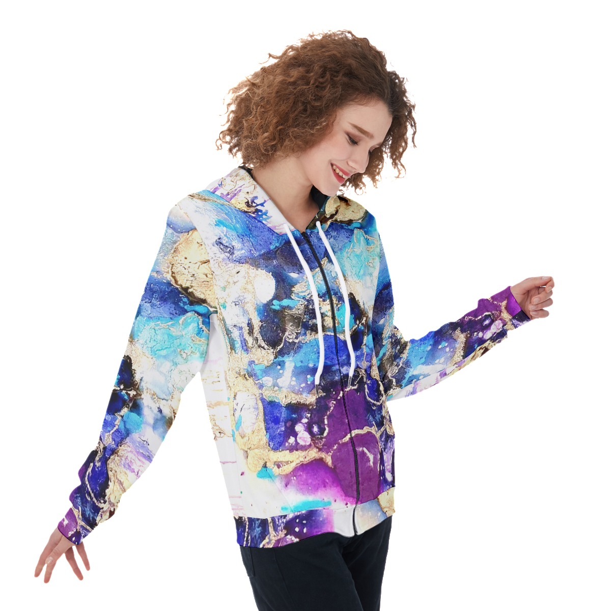 Women's Zip Up Hoodie, Happiness is a bubble. - Image 3