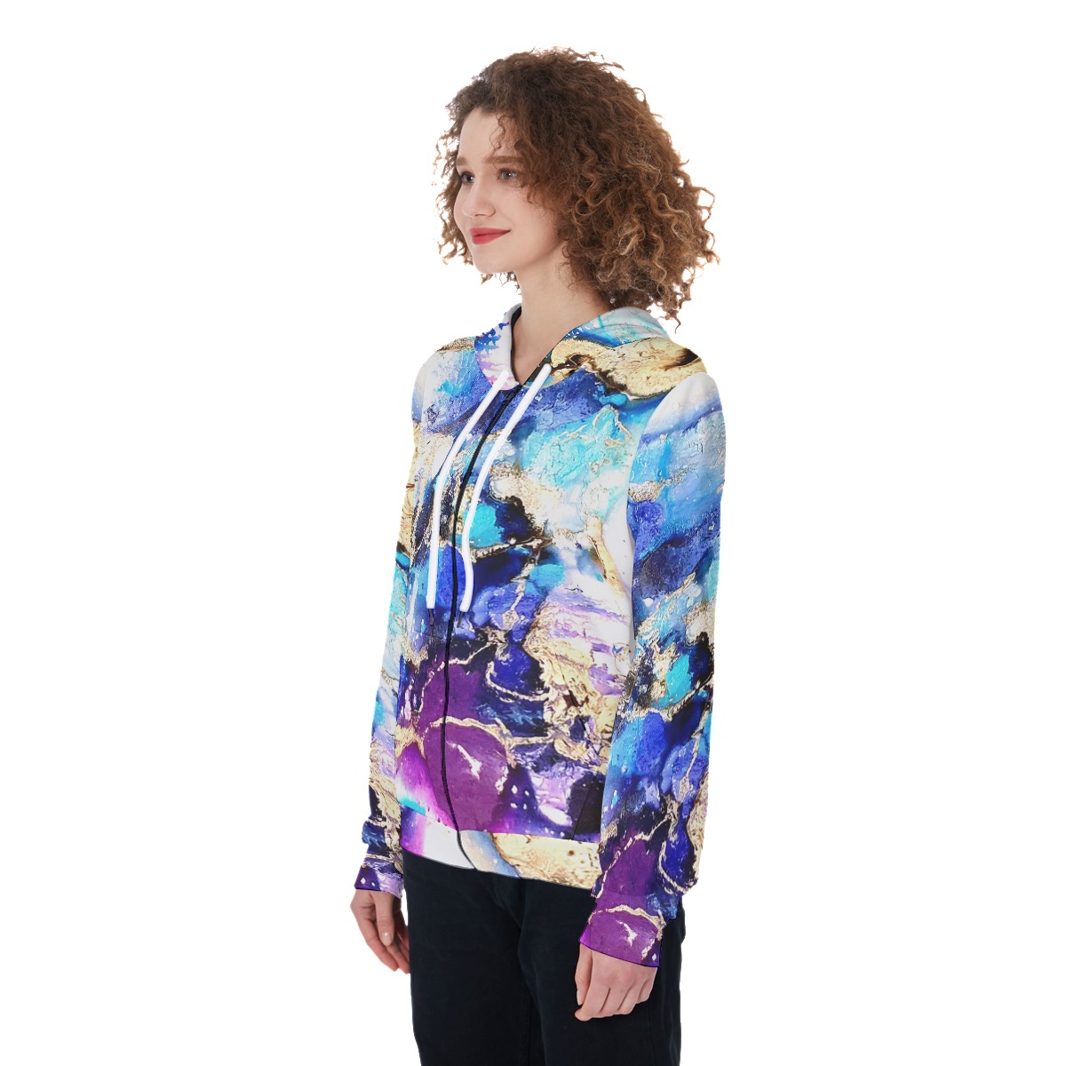 Women's Zip Up Hoodie, Happiness is a bubble. - Image 2