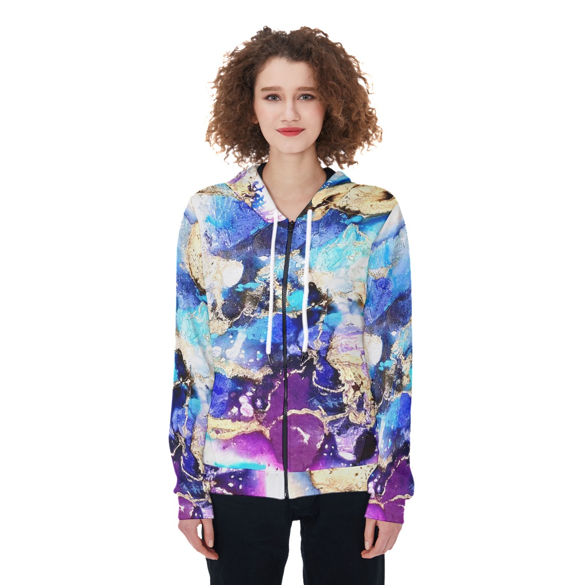 Women's Zip Up Hoodie, Happiness is a bubble.