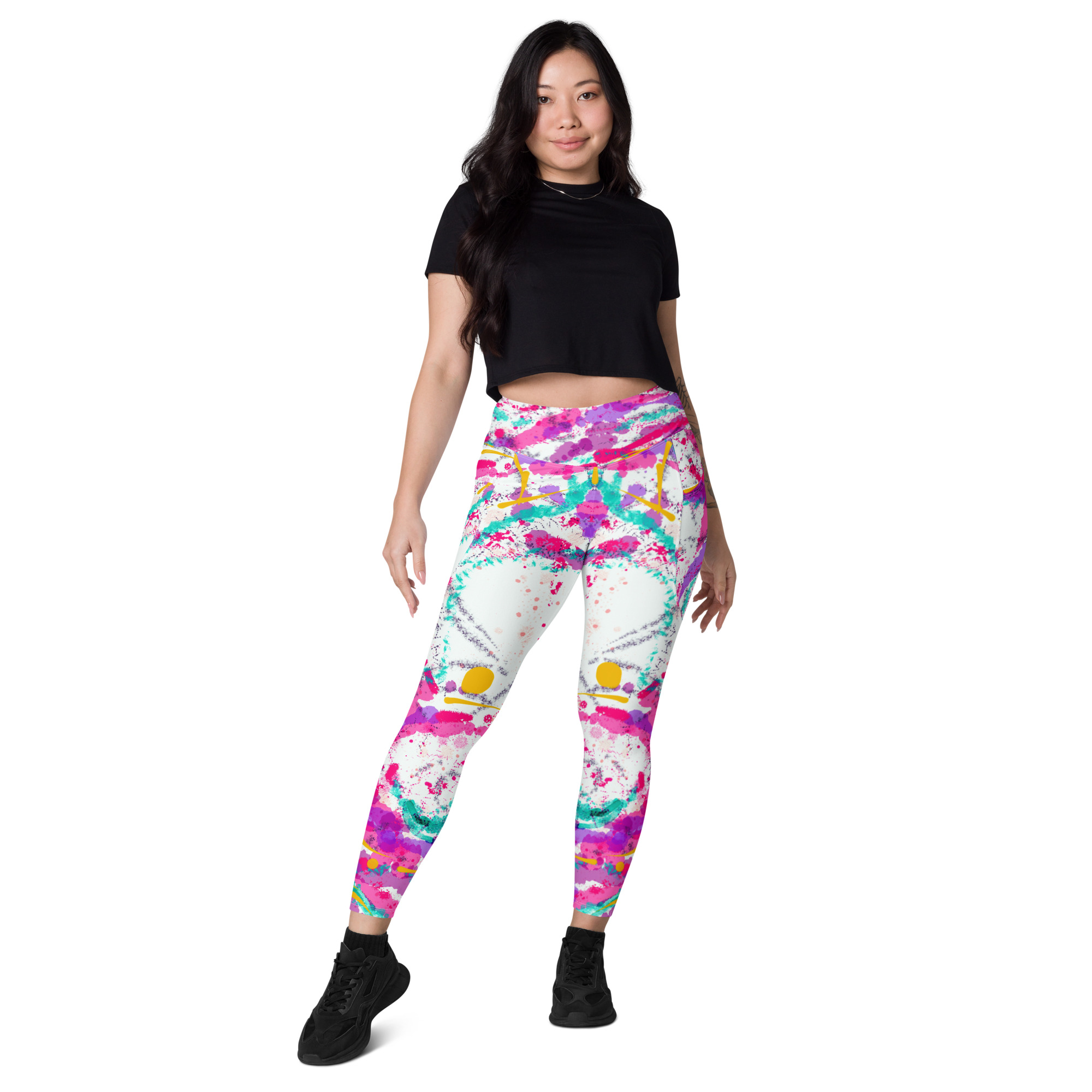 Leggings with pockets. Happy swirls. Plus sizes availabile!