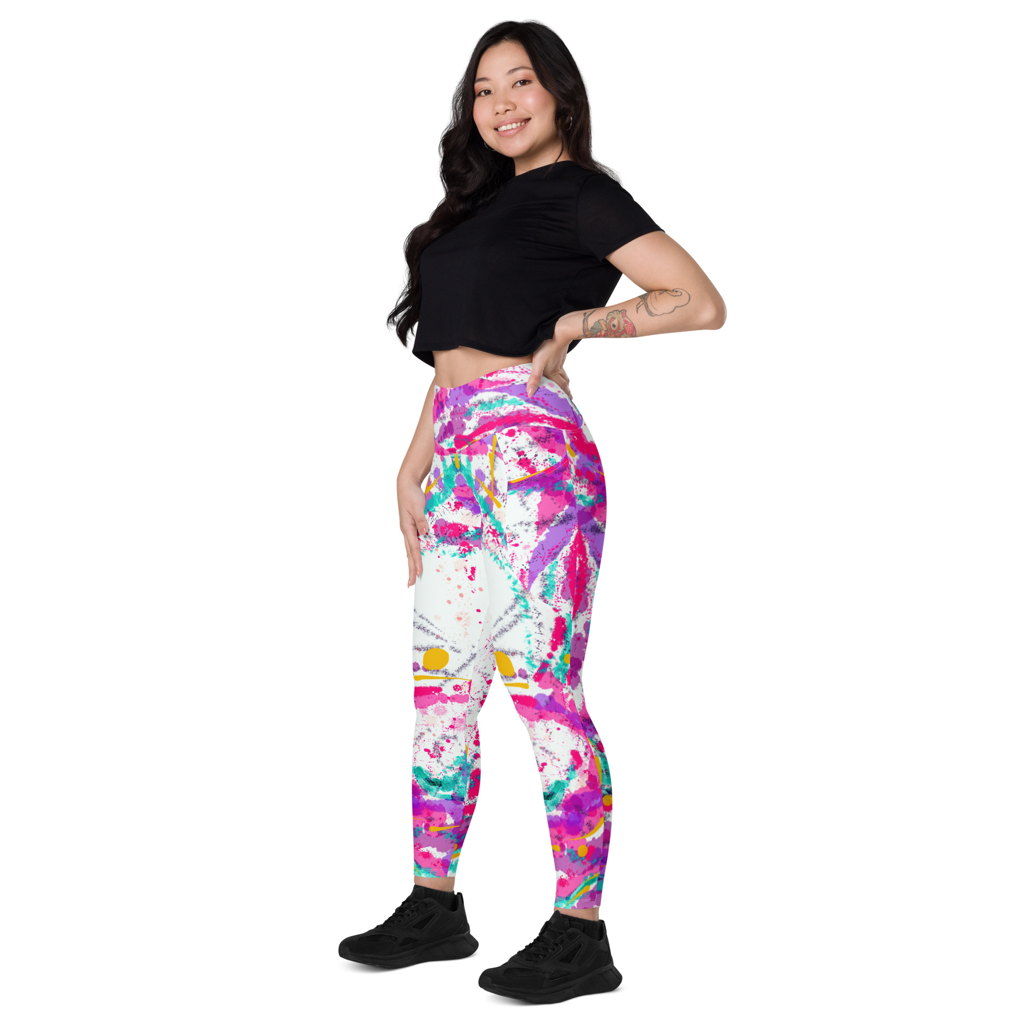 Leggings with pockets. Happy swirls. Plus sizes availabile! - Image 6