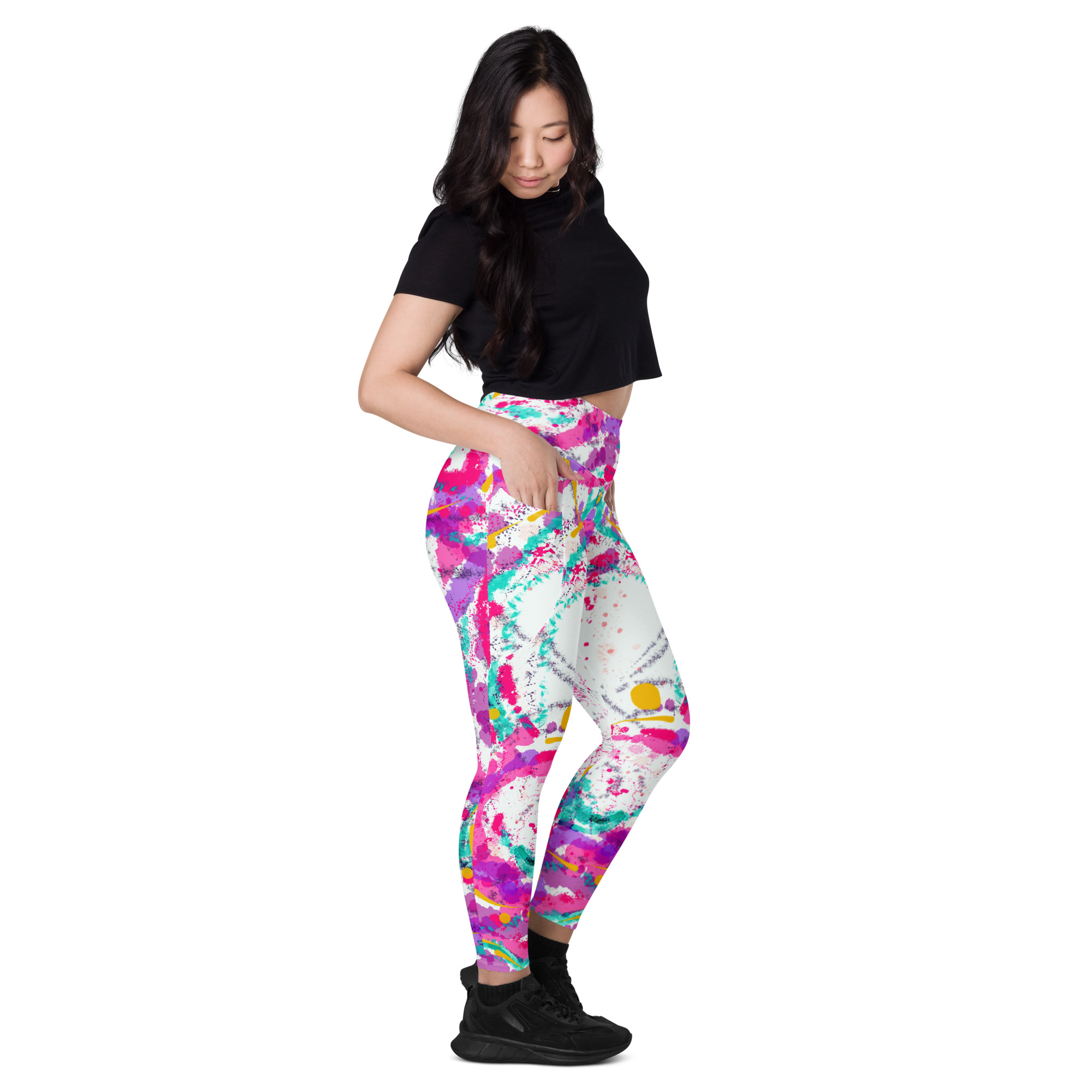 Leggings with pockets. Happy swirls. Plus sizes availabile! - Image 3