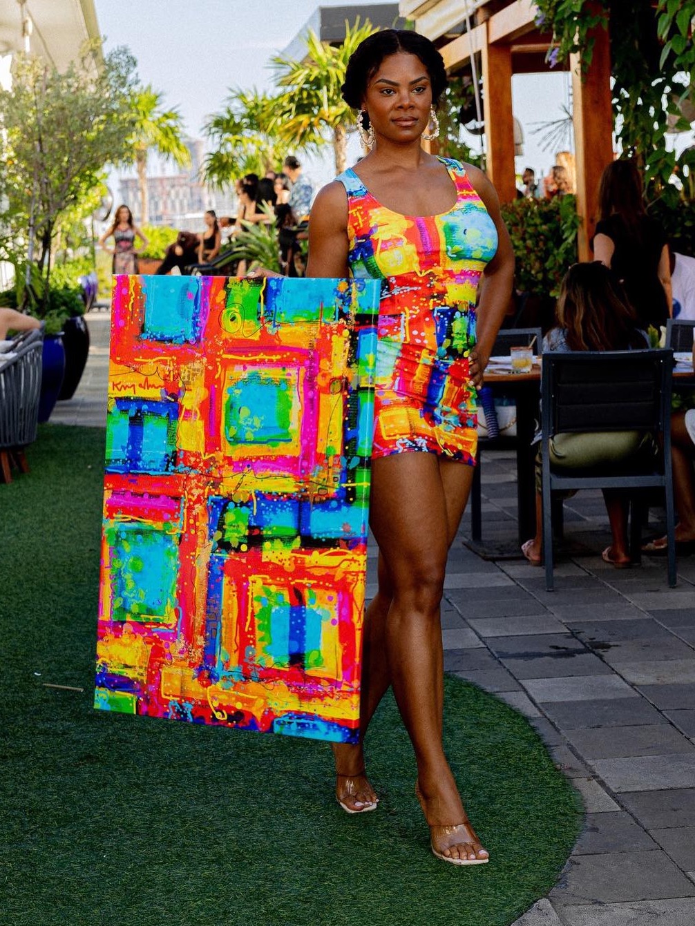 Fitted Dress Featuring Original Artwork by Y. Krystman: Summer Symphony. - Image 3