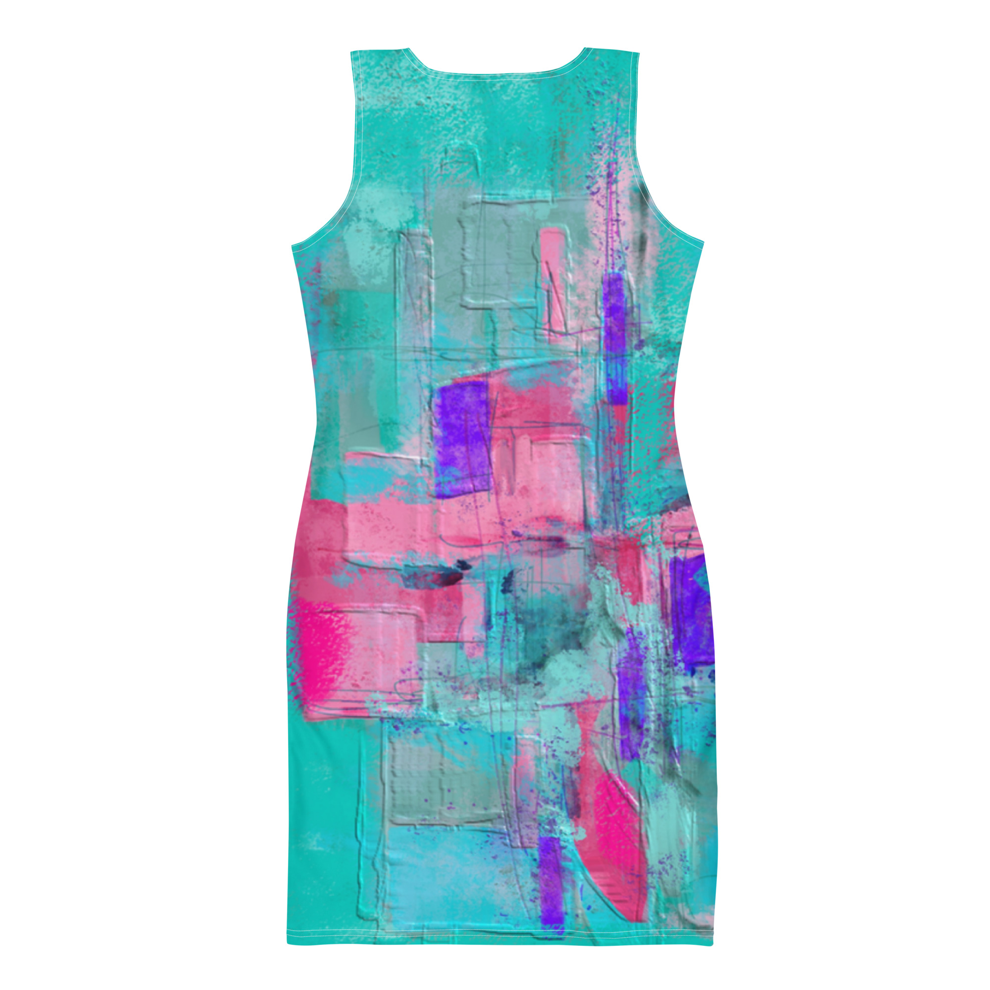 Fitted Dress Featuring Original Artwork by Y. Krystman: Turquoise Dreams. - Image 3