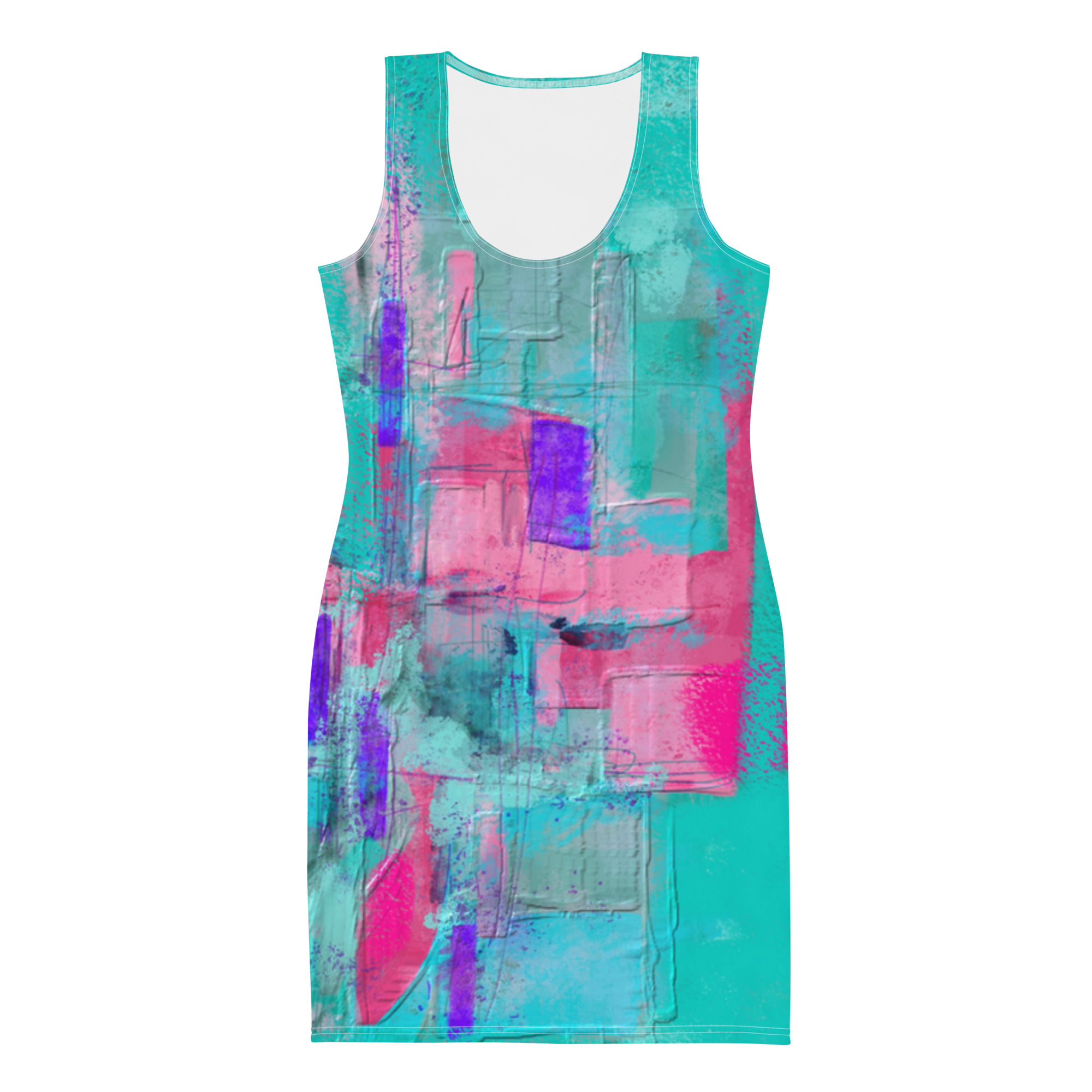 Fitted Dress Featuring Original Artwork by Y. Krystman: Turquoise Dreams. - Image 2