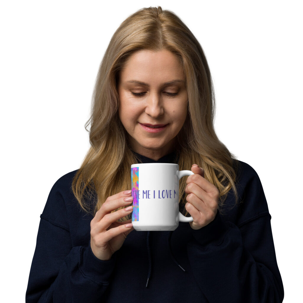 I love Me Art White Glossy Mug