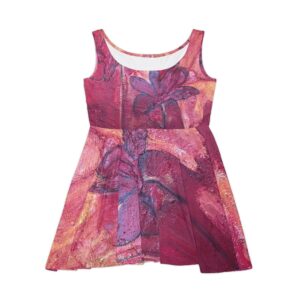 Floral Watercolor Skater Dress - Pink Red Abstract Bloom Print